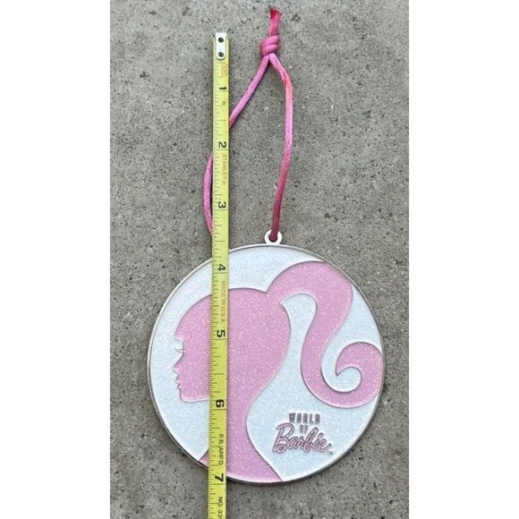Vintage Barbie World of Barbie Pink/White Glitter Round Ornament Mattel 2022 - Picture 2 of 7